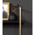 Mensola a muro a 3 ripiani in metallo con finitura nera e oro, 20"x30"