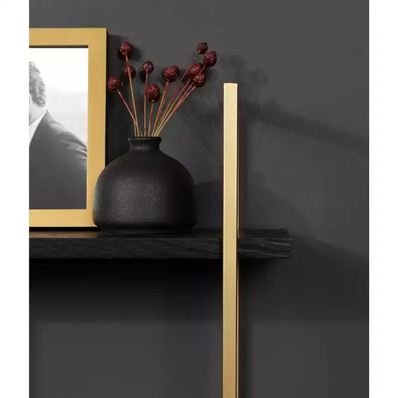Mensola a muro a 3 ripiani in metallo con finitura nera e oro, 20"x30"