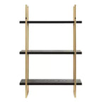 Mensola a muro a 3 ripiani in metallo con finitura nera e oro, 20"x30"