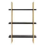 Mensola a muro a 3 ripiani in metallo con finitura nera e oro, 20"x30"