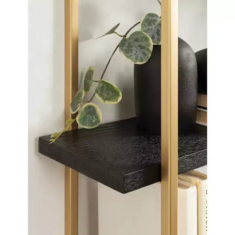 Mensola a muro a 3 ripiani in metallo con finitura nera e oro, 20"x30"