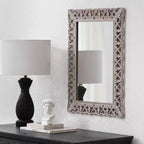 Specchio da parete botanico intagliato grigio, 25" x 19"