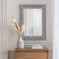 Specchio da parete botanico intagliato grigio, 25" x 19"