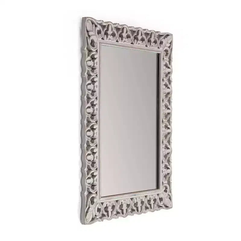 Specchio da parete botanico intagliato grigio, 25" x 19"