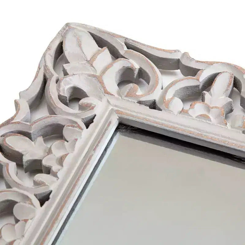 Specchio da parete botanico intagliato grigio, 25" x 19"