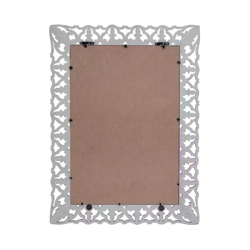 Specchio da parete botanico intagliato grigio, 25" x 19"