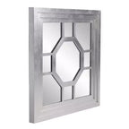 Specchio decorativo ottagonale da 24"x24" con cornice quadrata in legno – Finitura foglia argento