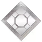 Specchio decorativo ottagonale da 24"x24" con cornice quadrata in legno – Finitura foglia argento
