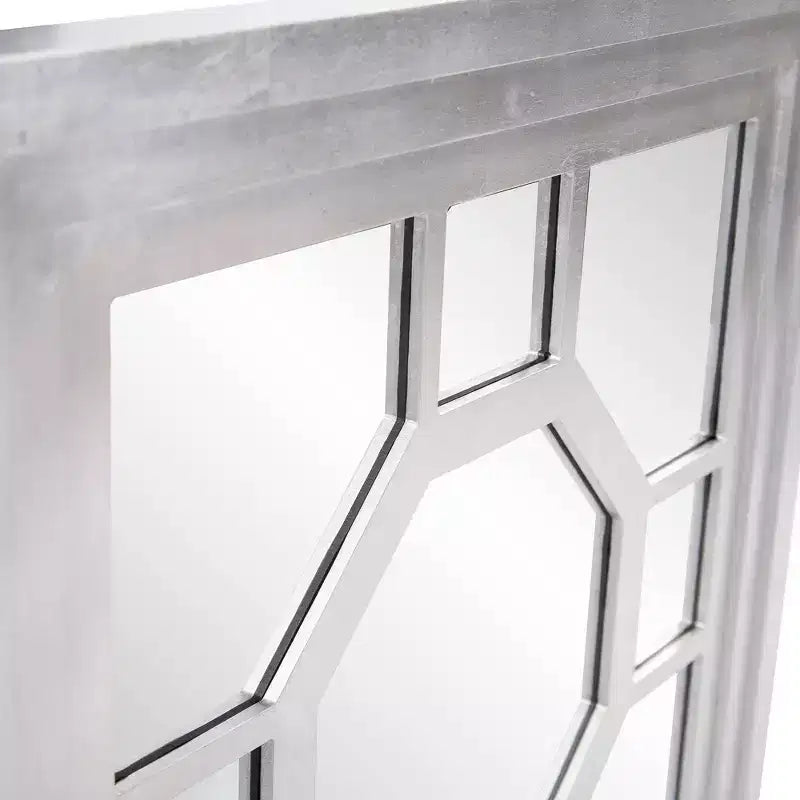 24"x24" Square Wood Framed Octagonal Windowpane Accent Mirror – Silver Leaf Finish