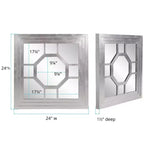 Specchio decorativo ottagonale da 24"x24" con cornice quadrata in legno – Finitura foglia argento
