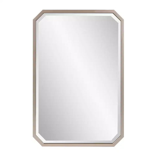 Howard Elliott 36"x24" Elongated Octagonal Beveled Wall Mirror Matte Warm Silver: Champagne Metal Frame, No Assembly Required
