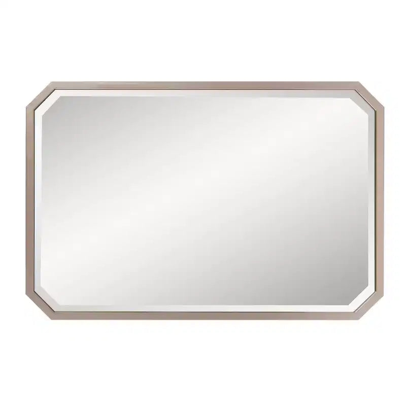 Specchio da parete smussato ottagonale allungato 91x61 cm – Cornice in metallo color champagne
