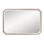 Specchio da parete smussato ottagonale allungato 91x61 cm – Cornice in metallo color champagne