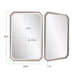 Specchio da parete smussato ottagonale allungato 91x61 cm – Cornice in metallo color champagne