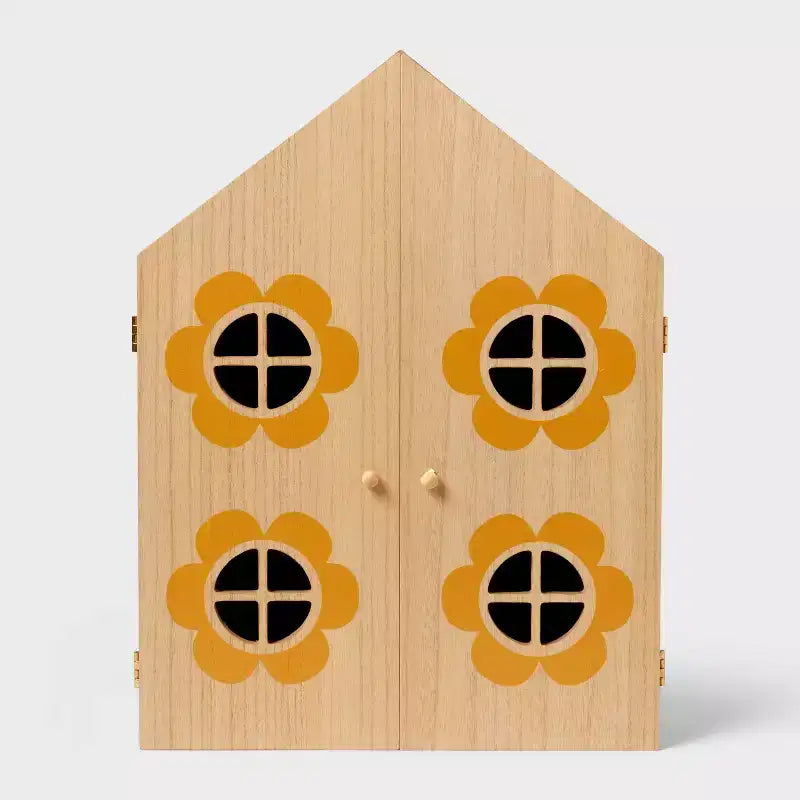 Scaffale da parete a forma di casetta con ante per bambini