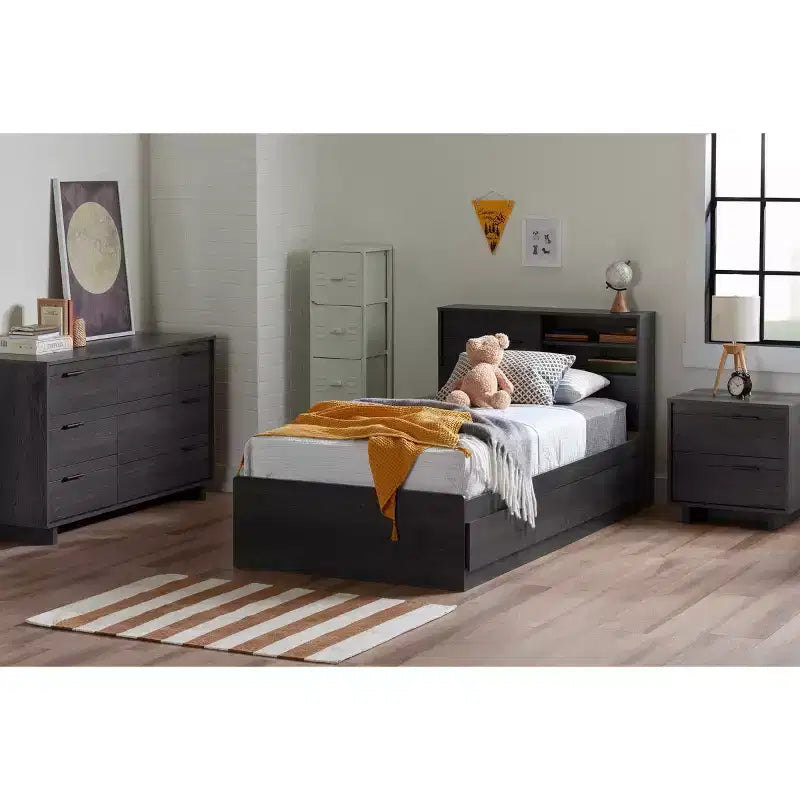 South Shore Fynn 6 Drawer Double Dresser Gray Oak: Laminated Particle Board, 5-Year Warranty, Anti-Tip Hardware