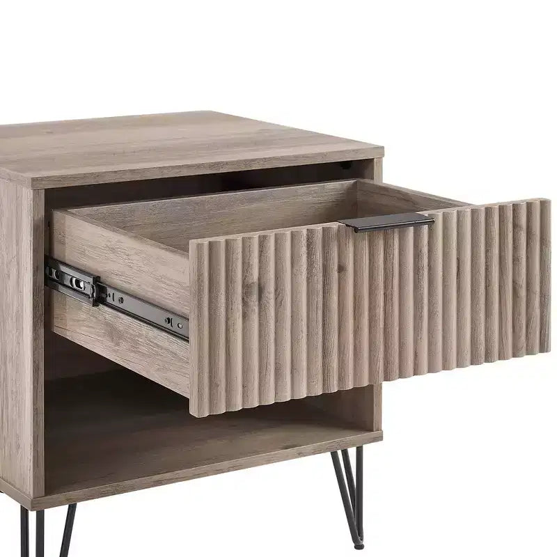 Set di 2 comodini con cassetto e ripiano aperto - Grigio rustico