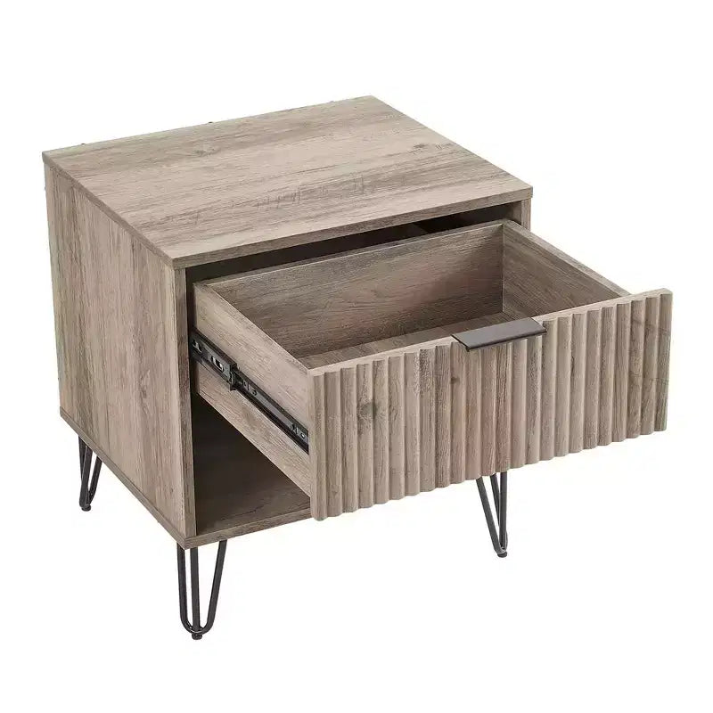 Set di 2 comodini con cassetto e ripiano aperto - Grigio rustico