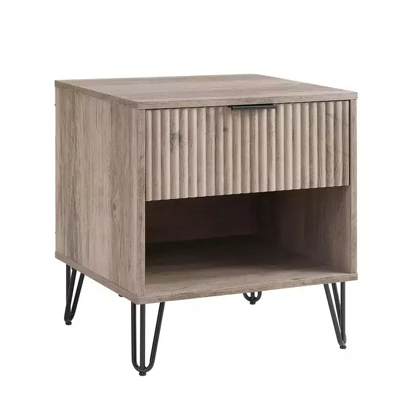 Set di 2 comodini con cassetto e ripiano aperto - Grigio rustico