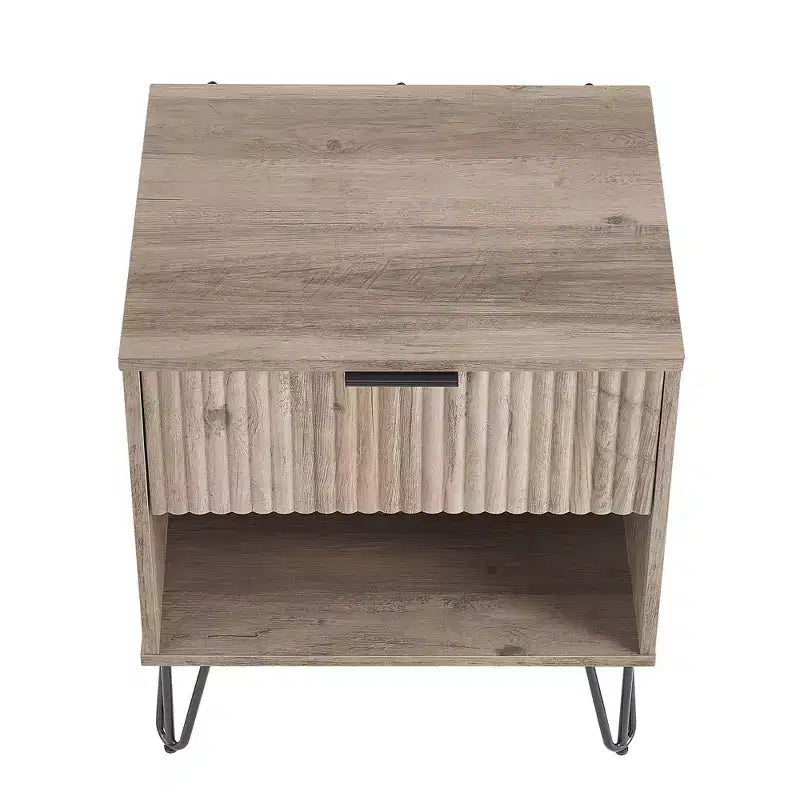 Set di 2 comodini con cassetto e ripiano aperto - Grigio rustico