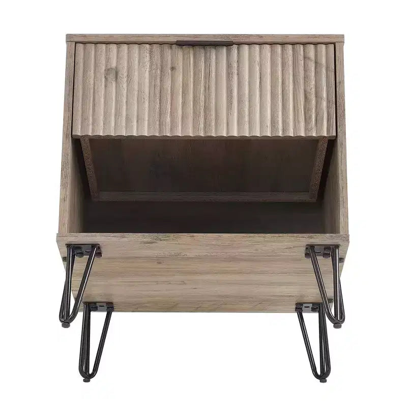 Set di 2 comodini con cassetto e ripiano aperto - Grigio rustico