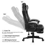 Sedia da gaming con schienale alto e poggiapiedi estraibile, grigio