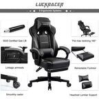 Sedia da gaming con schienale alto e poggiapiedi estraibile, grigio