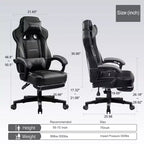 Sedia da gaming con schienale alto e poggiapiedi estraibile, grigio