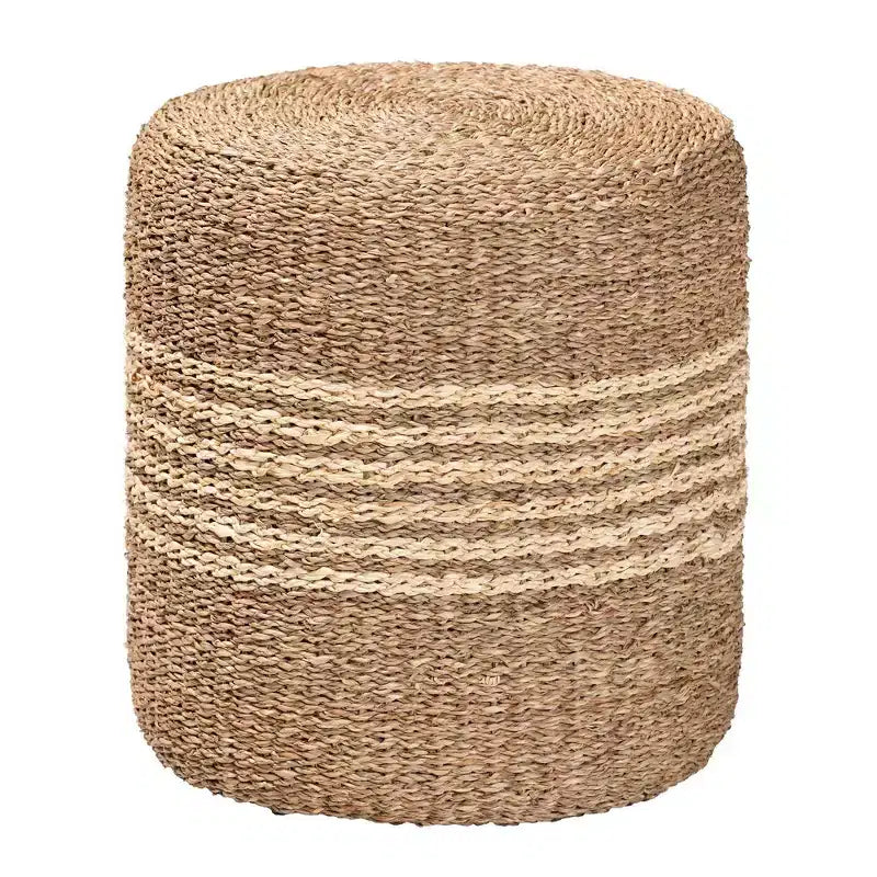 Pouf rotondo in erba marina - Marrone naturale