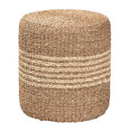 Pouf rotondo in erba marina - Marrone naturale