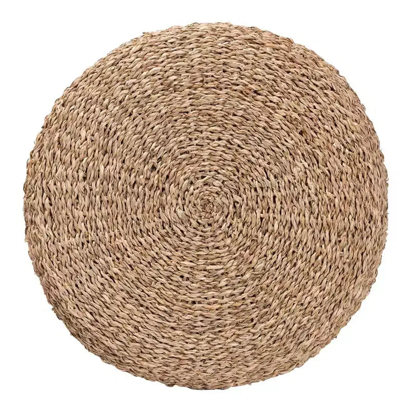 Pouf rotondo in erba marina - Marrone naturale