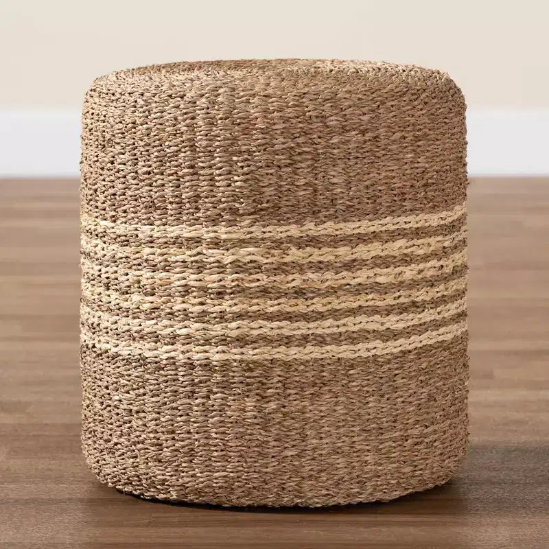 Pouf rotondo in erba marina - Marrone naturale