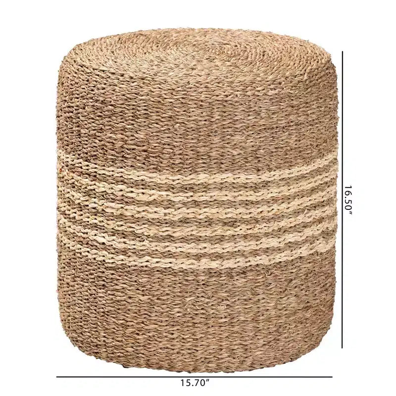 Pouf rotondo in erba marina - Marrone naturale