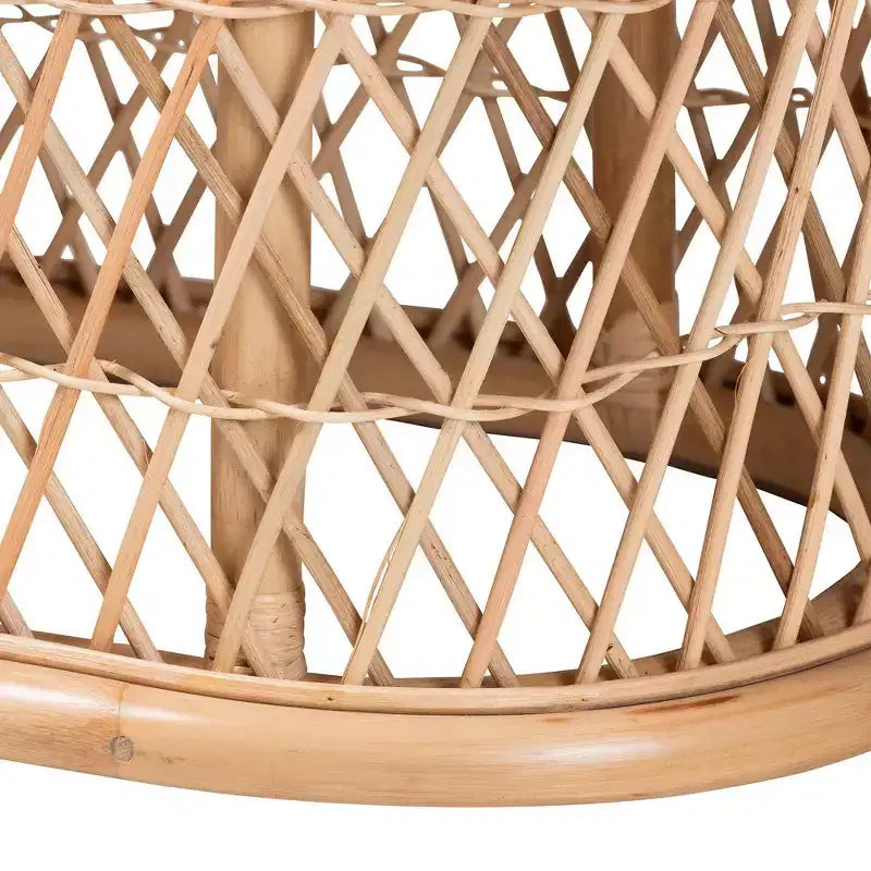 Poggiapiedi Pouf Ovale in Rattan Naturale con Cuscino Rimovibile