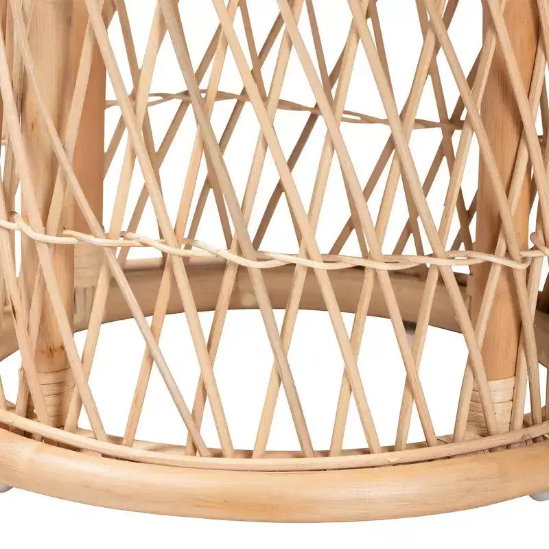 Sgabello/Poggiapiedi Ottomano in Rattan Naturale bali & pari Junius: Fatto a Mano, Bohemien, Nessun Montaggio Richiesto