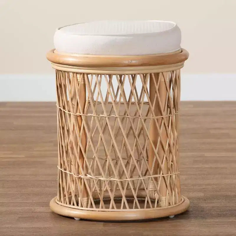 Sgabello/Poggiapiedi Ottomano in Rattan Naturale bali & pari Junius: Fatto a Mano, Bohemien, Nessun Montaggio Richiesto