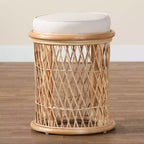Sgabello/Poggiapiedi Ottomano in Rattan Naturale bali & pari Junius: Fatto a Mano, Bohemien, Nessun Montaggio Richiesto