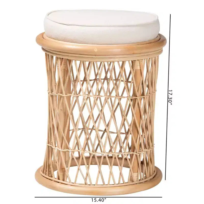 Sgabello/Poggiapiedi Ottomano in Rattan Naturale bali & pari Junius: Fatto a Mano, Bohemien, Nessun Montaggio Richiesto