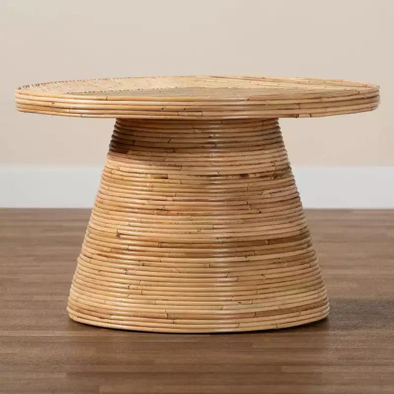 bali & pari Tavolino da caffè Bella in Rattan Naturale e Legno di Mogano Naturale: 45 cm di altezza, nessun montaggio richiesto