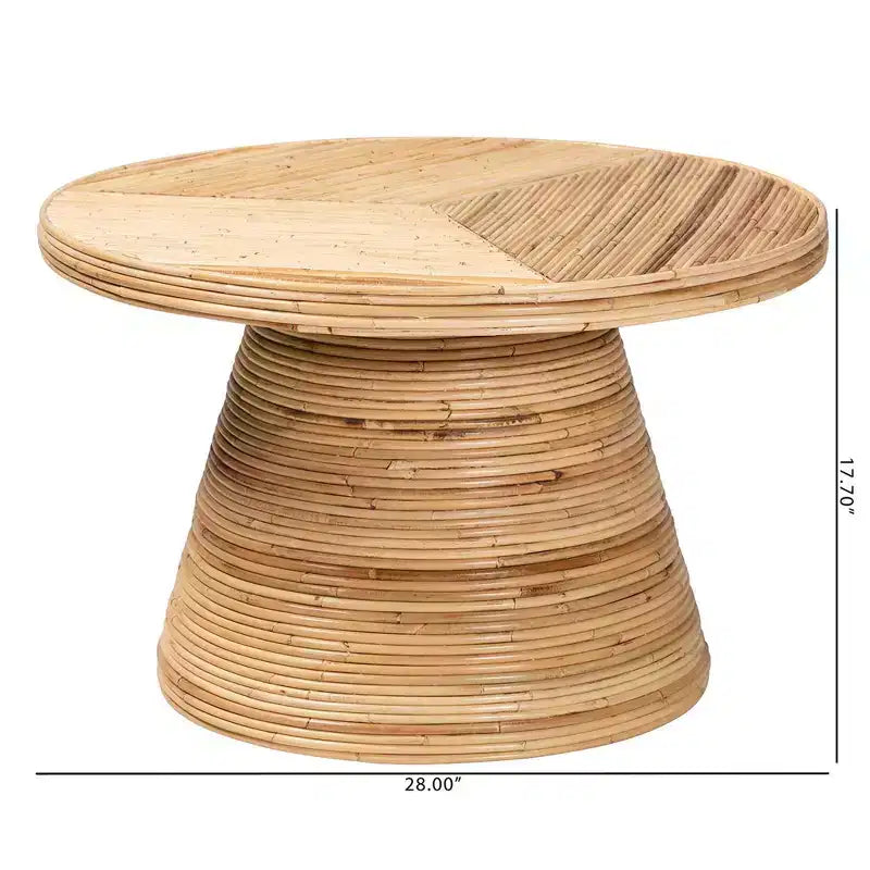 bali & pari Tavolino da caffè Bella in Rattan Naturale e Legno di Mogano Naturale: 45 cm di altezza, nessun montaggio richiesto