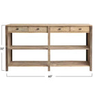 Console rettangolare in legno da 60 pollici con 4 cassetti e ripiano inferiore, nessun assemblaggio richiesto