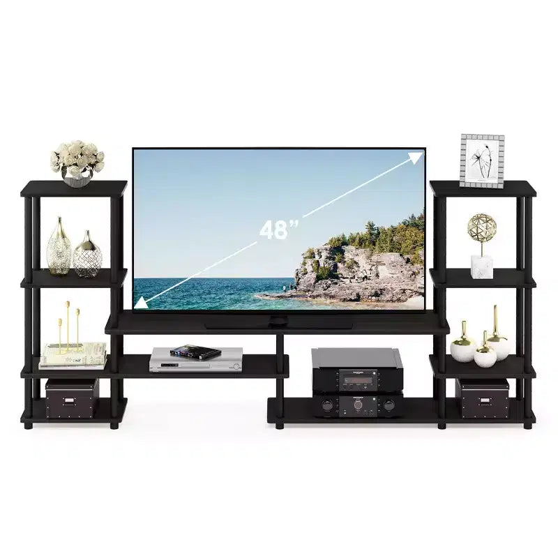 Mobile TV multifunzione per TV fino a 48" – Centro di intrattenimento con ripiani aperti, espresso/nero