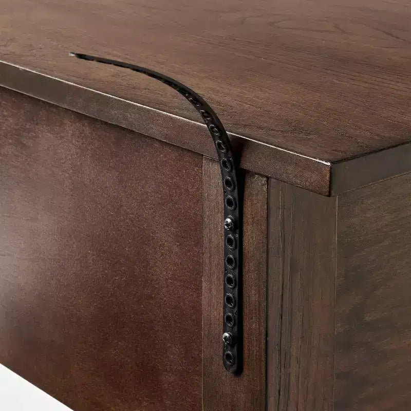 Tavolo Consolle Ad Arco da 46 Pollici con Cassetti - Marrone Scuro