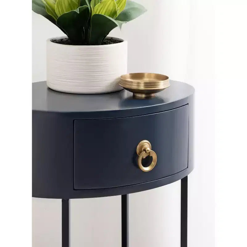 Tavolino Ovale con Cassetto Contenitore