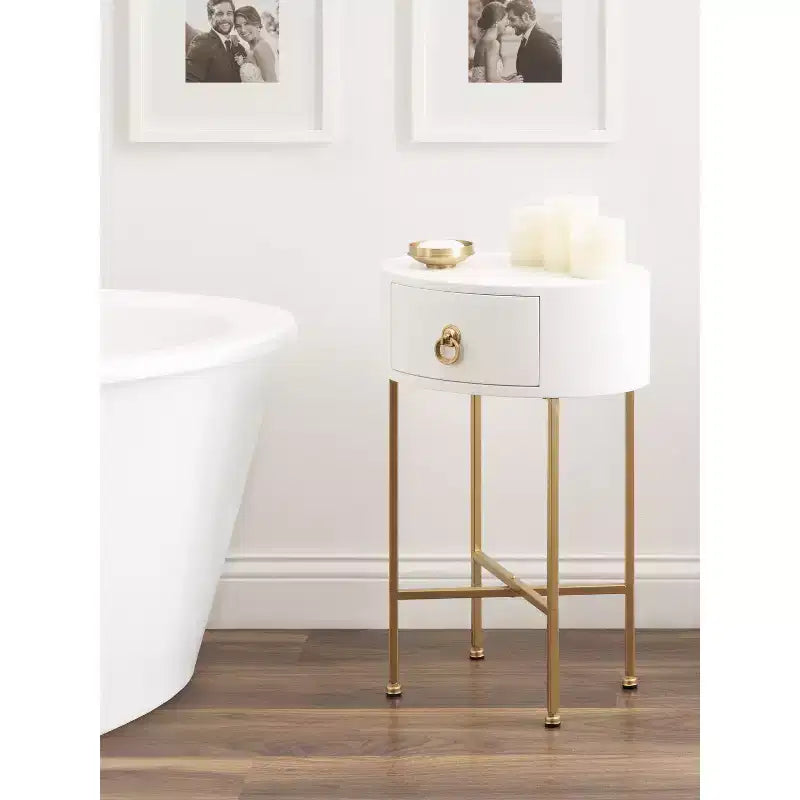 Tavolino Ovale con Cassetto Contenitore