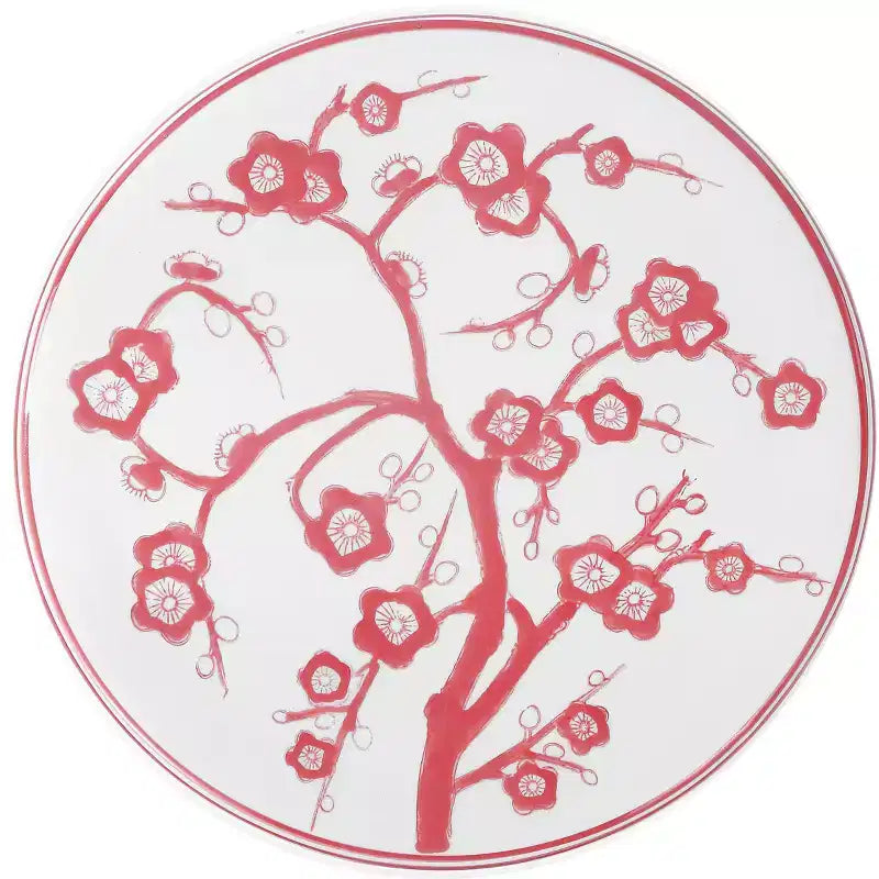 Sgabello da giardino e tavolino d'appoggio in ceramica "Cherry Blossom" da 17,5 pollici