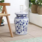 Sgabello da giardino e tavolino d'appoggio in ceramica "Cherry Blossom" da 17,5 pollici