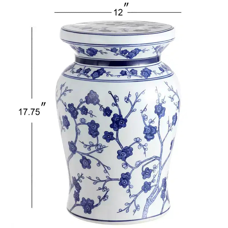Sgabello da giardino e tavolino d'appoggio in ceramica "Cherry Blossom" da 17,5 pollici
