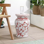 Sgabello da giardino e tavolino d'appoggio in ceramica "Cherry Blossom" da 17,5 pollici