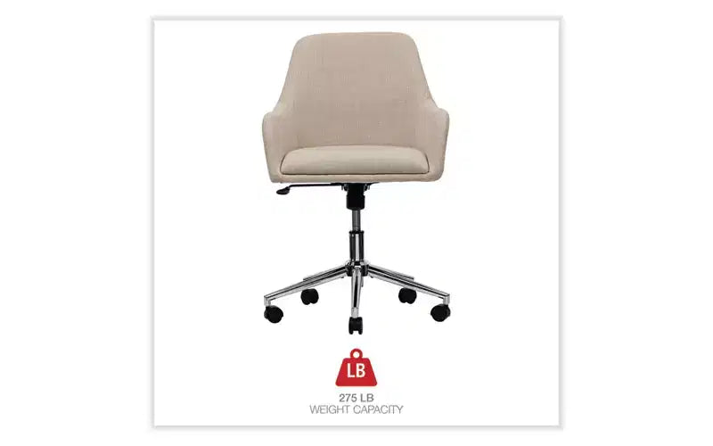 Sedia da lavoro di metà secolo, altezza regolabile da 18,9" a 22,24", seduta e schienale in tessuto crema